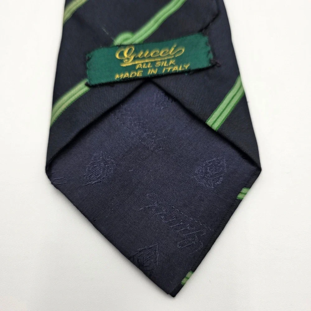 Gucci‎ Silk Tie Navy Green Nautical Knot Stripe Men's Luxury Accessory